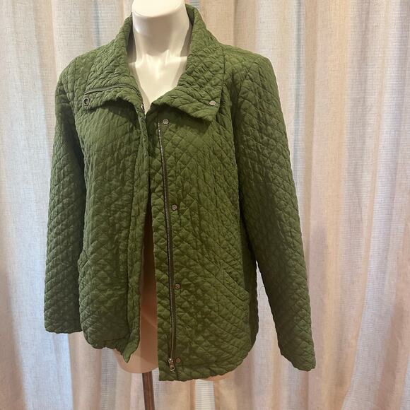 Green Eileen Fisher Quilted Silk Jacket sz S Lightweight Jacket - Picture 5 of 11